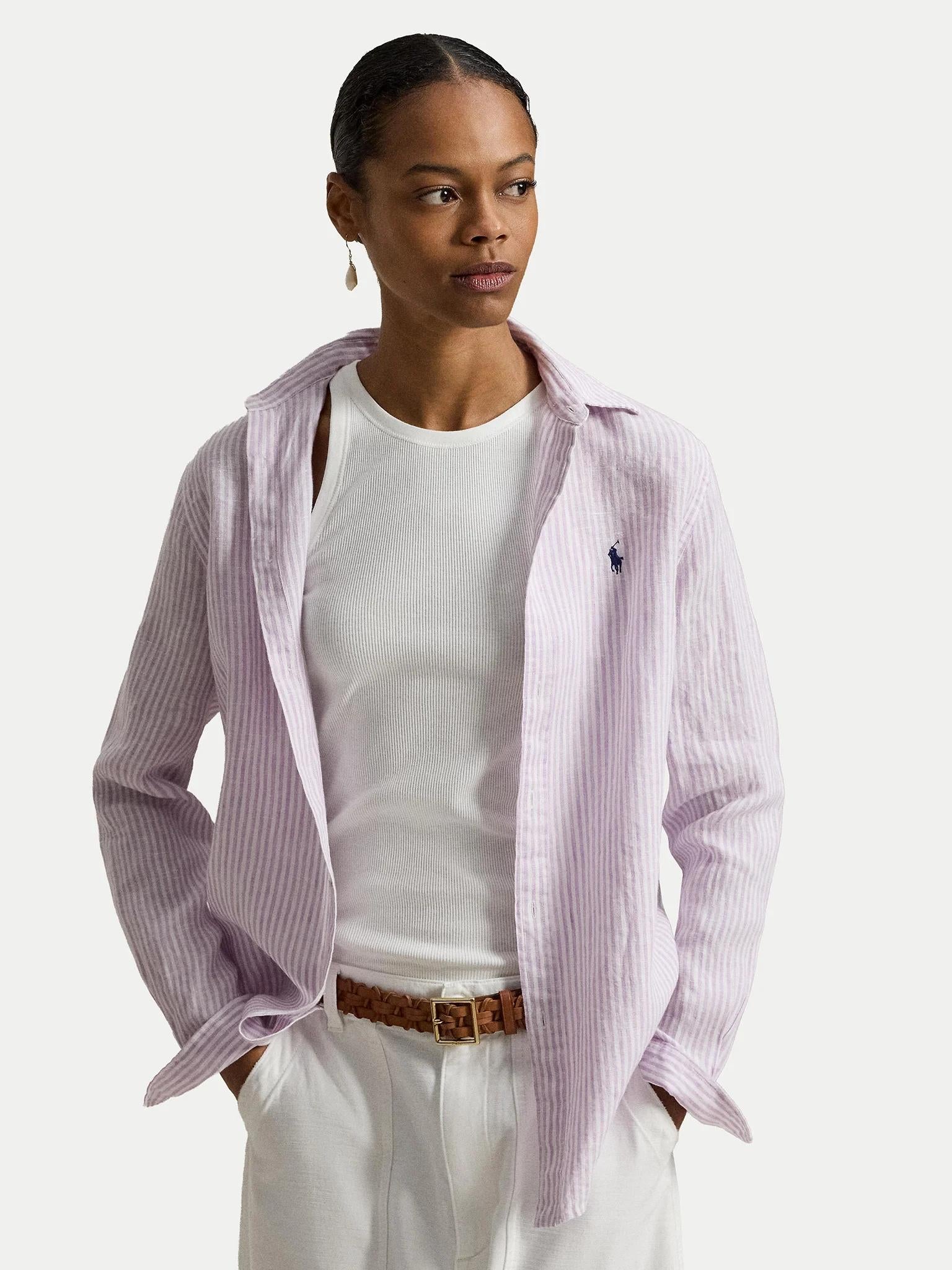 Camicia donna in lino a righe 211A96158 006 RALPH LAUREN 