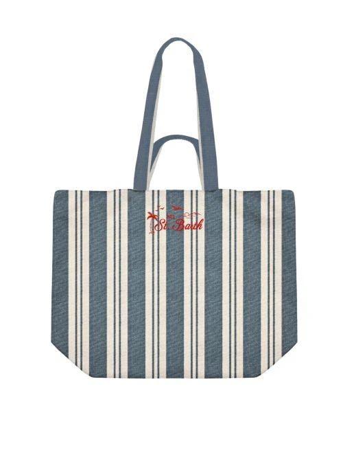 Borsa "Essential Beach Cotton" Saint Barth a righe blu EBEC001 07634L MC2 SAINT BARTH 