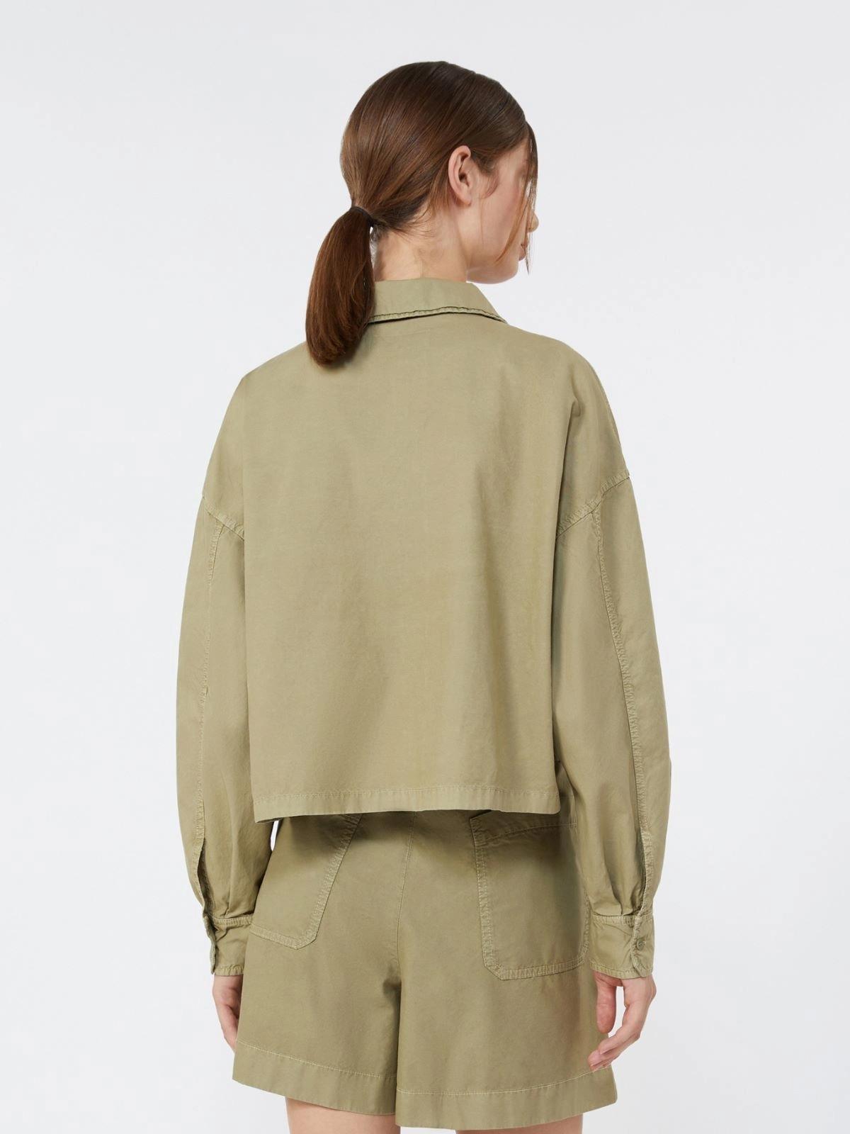 Camicia boxy in panama di cotone - VERDE OLIVA<BR/> WKDACCENNI 003 WEEKEND 