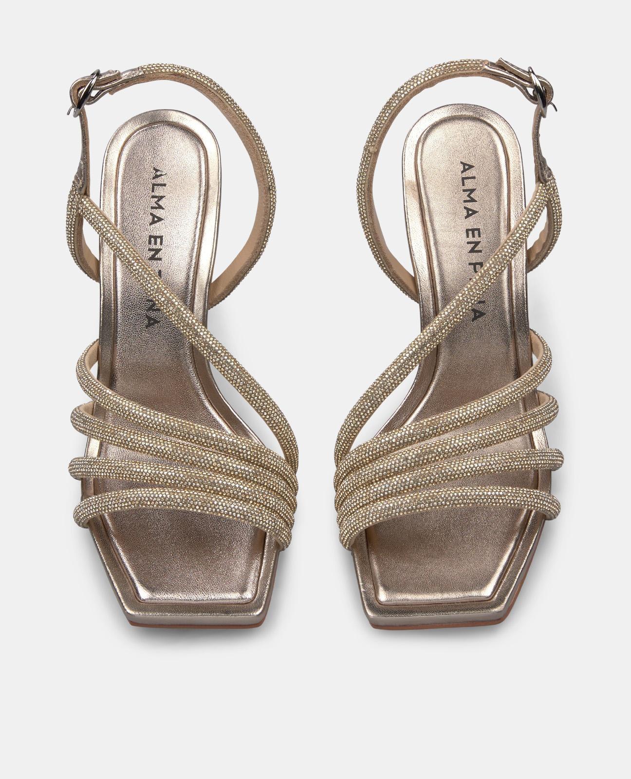 SANDALO A FASCE INCROCIATE CON STRASS
