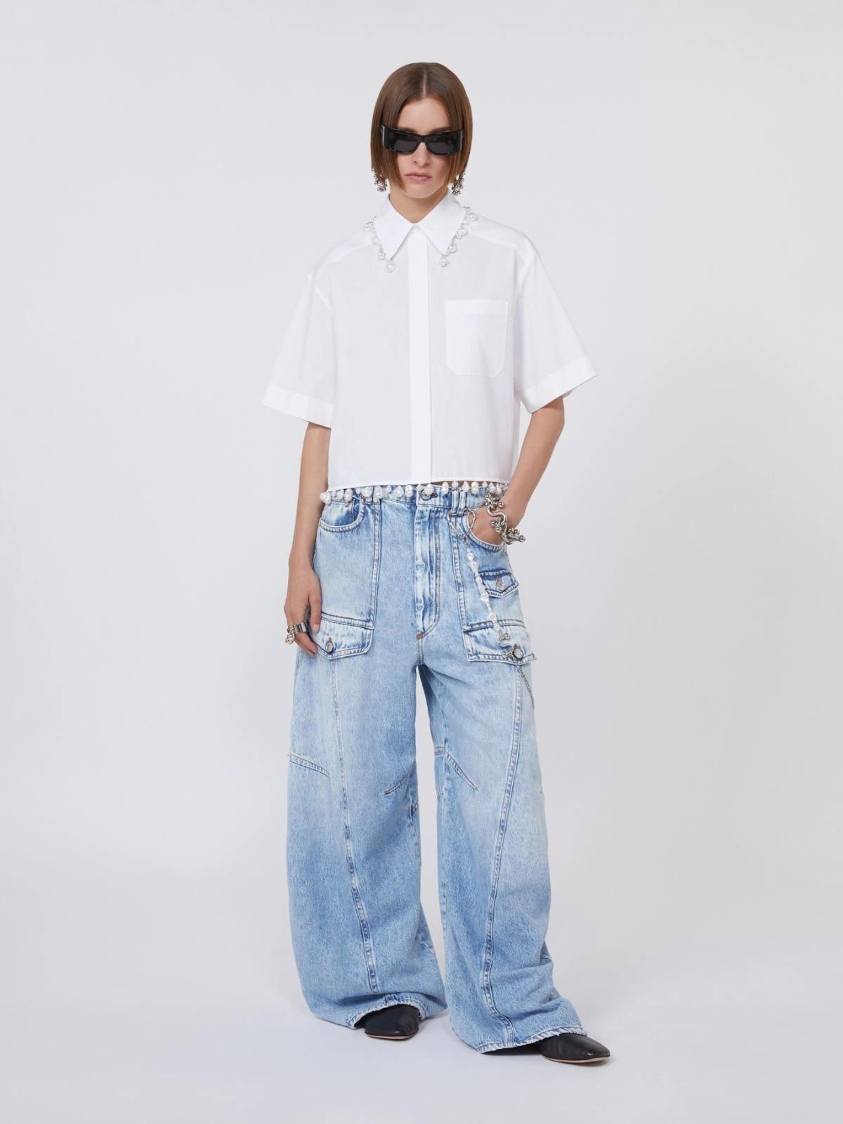 Camicia boxy in cotone - Bianco ottico<BR/> SPXCOGNAC 001 SPORTMAX 