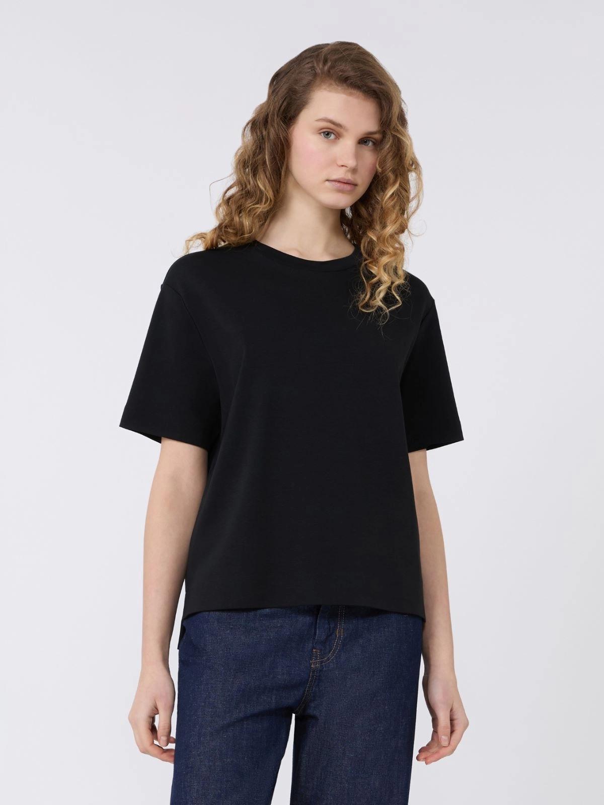 T-shirt boxy in jersey di cotone - Nero<BR/> WKDMULTID 012 WEEKEND 
