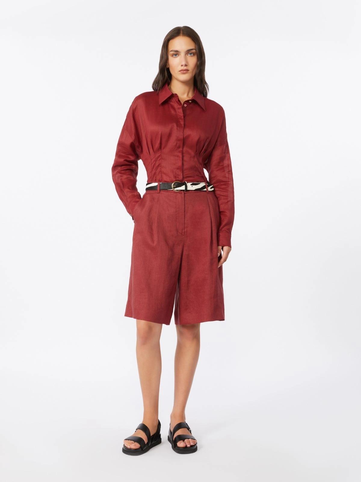Bermuda lungo in tela di lino - Mattone rosso<BR/> MSTCARAVAN 032 MAX MARA STUDIO 