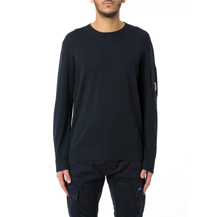 Maglia uomo in crepe di cotone girocollo con lenti