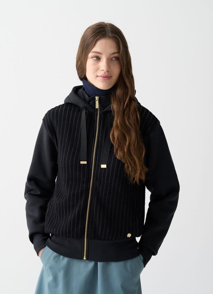 Felpa a trecce con cappuccio<BR/> 9267R 99 COLMAR 