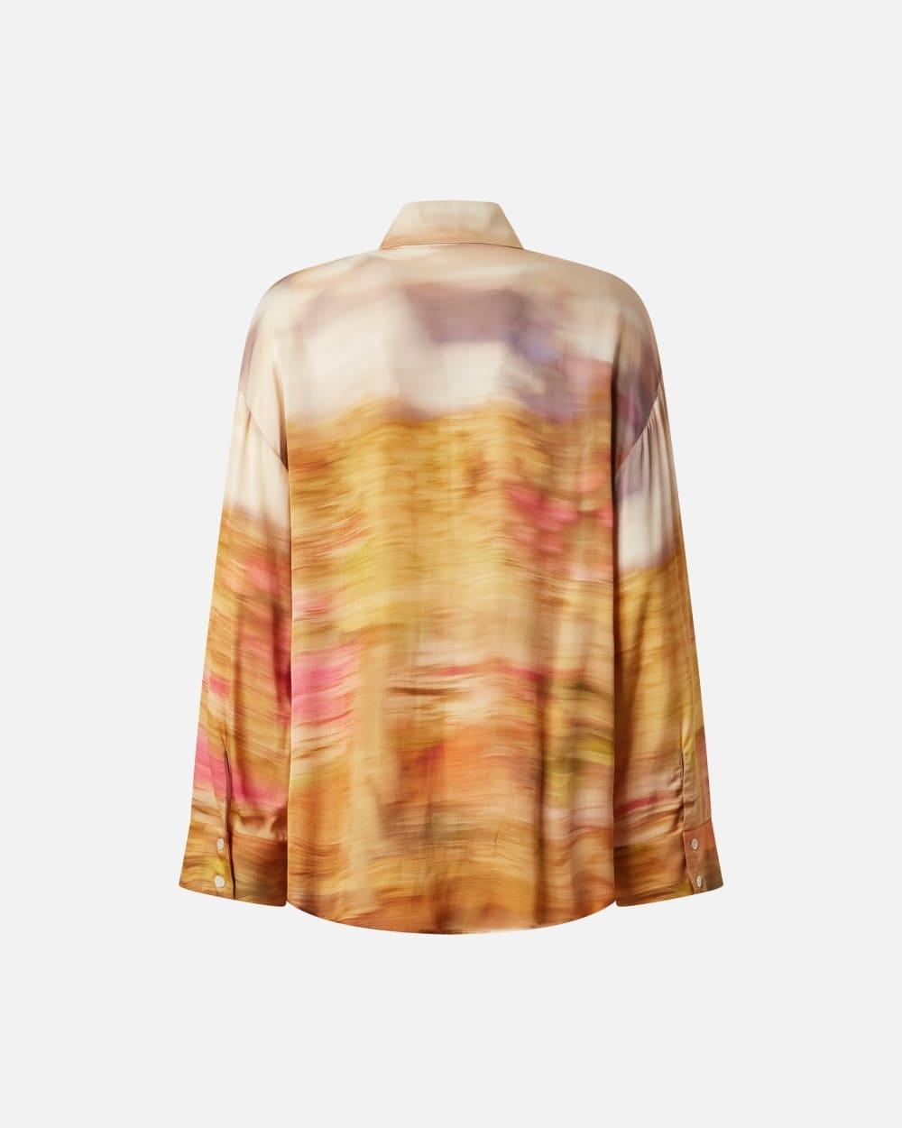 Camicia in satin con stampa paesaggio
